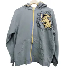 Harry Potter Hufflepuff Universal Studios ハリーポッター ハッフルパフ ユニバーサルスタジオ スウェットパーカー サイズM グレー コットンポリ フルジップ 前開き 古着
