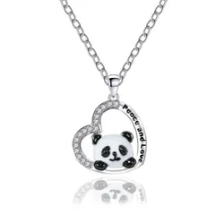【新着商品】ネックレスペンダント 可愛いパンダさんつきハート形 メンズ スワロフスキークリスタル 「BIANCAビアンカ」レディース 彼女へのプレゼント最高
