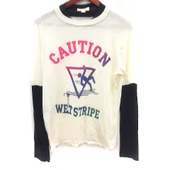 ディーゼル DIESEL ニット カットソー Uネック 長袖 M クリーム 紺 ネイビー /RT