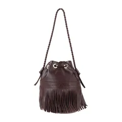 J&M Davidson ジェイアンドエムデヴィッドソン  ショルダーバッグ - レザー ブラウン ゴールド金具  カーニバルM フリンジ 巾着 