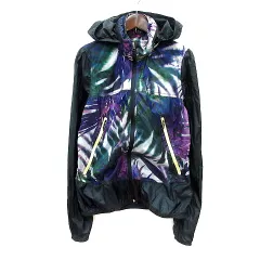 ロキシー ROXY パーカー ジップアップ 総柄 XS 黒 ブラック /MN