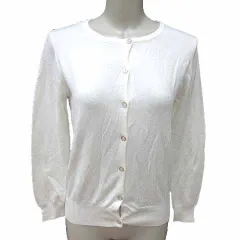 エル ELLE カーディガン ニット 長袖 38 M 白 ホワイト /YK