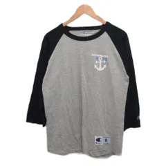 チャンピオン CHAMPION ラグランT Tシャツ カットソー 長袖 7分丈 プリント M グレー 黒  ブラック 776413 ■MET2