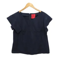 シビラ SYBILLA シャツ ブラウス 半袖 フリル 紺 ネイビー M ■YHS12のサムネイル