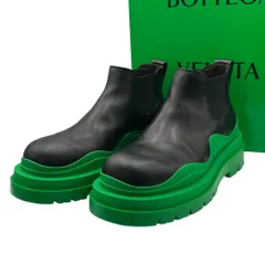 BOTTEGA VENETA(ボッテガヴェネタ) TIRE ANKLE BOOT タイヤ アンクル チェルシー ブーツ 42(27.0cm) ブラック×グリーン