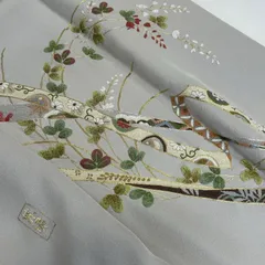 付下げ 中国三大刺繍 相良刺繍 パールトーン加工 上品な加工 一つ紋 正絹 着物 MK-4274