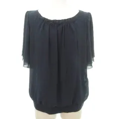 23区 オンワード樫山 半袖 カットソー 無地 ボートネック 薄手 44 約Mサイズ 紺 ネイビー ■YHS8