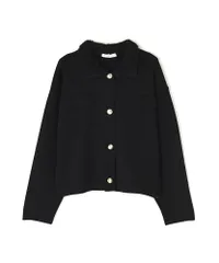 新品 [ナチュラルビューティーベーシック] ループカラーニットジャケット【ブラック/Free Size】