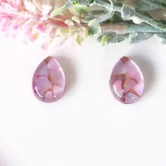 no.474　レジン　しずく型　ピンクシェル　ゴールド　ピアス　イヤリング　ハンドメイド