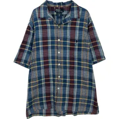 古着 ラルフローレン Ralph Lauren POLO by Ralph Lauren CALDWELL マドラスチェック 半袖 オープンカラー コットンシャツ/eaa617286