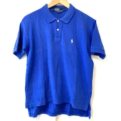80s！90s！ヴィンテージ◎ (^w^)b POLO by RALPH LAUREN ポロバイラルフローレン コットン100% ハーフボタン 半袖 ポロシャツ ロゴ刺繍 ゴルフ golf カジュアル トップス ネイビー メンズ M