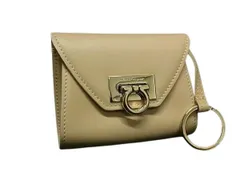 Salvatore Ferragamo フェラガモ コインケース ガンチーニ コインパース 66 4670 ベージュ系 レザー レディース ゴールド金具 小銭入れ