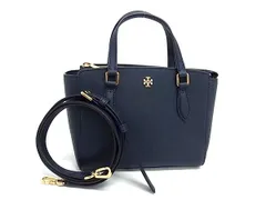 TORY BURCH トリーバーチ ハンドバッグ エマーソン ネイビー レザー レディース 2WAY ゴールド金具 超美品
