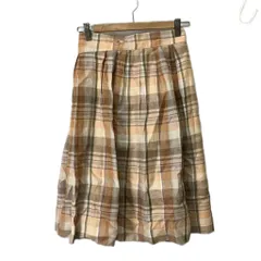 クリスチャンディオール Christian Dior SPORTS フレアスカート チェック リネン L ベージュ