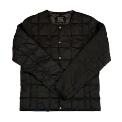 TAION タイオン ダウンジャケット クルーネック メンズ Sサイズ ブラック 軽量インナーダウン ナイロン シンプル 防寒 アウター ポケット付き カジュアル アウトドア