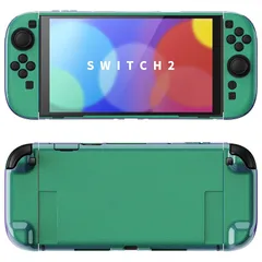 PlayVital Nintendo Switch 2（2025）対応ハードカバー 保護ケース 付けたままドックに対応 折りたたみ式スタンド＆親指グリップ付き?【光沢あるカメレオングリーンパープル】 1