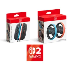 【任天堂純正品】Joy-Con 2 (L) ライトブルー/(R) ライトレッド & 【任天堂純正品】Joy-Con 2 ハンドル 2個セット 【限定特典】Nintendo Switch 2 ロゴデザインステッカー 同梱 1