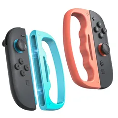 Switch2 Joy-Con用 フィットボクシング グリップ｜超軽量19g・傷防止マグネット固定｜シンプル＆コンパクト設計｜女性やお子様に最適 (ライトレッドッド＆ライトブルー) 1