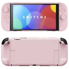 PlayVital Nintendo Switch 2（2025）対応ハードカバー 保護ケース 付けたままドックに対応 折りたたみ式スタンド＆親指グリップ付き?【ピンク】 1
