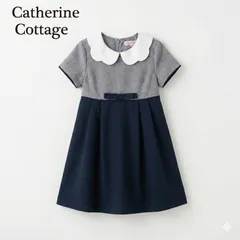 Catherine Cottage キッズワンピース 120cm グレー×紺 襟付き プリーツ #K023-40