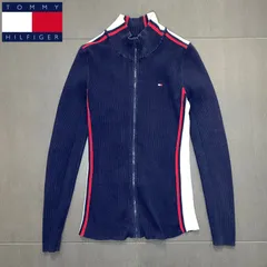 トミーヒルフィガー　フラッグロゴ ジップタイプ ニット セーター ネイビー