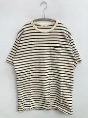 koe コエ Tシャツ/カットソー M ホワイト ボーダー柄 ミドル丈 半袖 クルーネック(丸首)