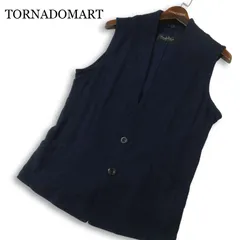 TORNADOMART トルネードマート 通年★ レーヨン ベスト ジレ Sz.L メンズ 紺 ネイビーのサムネイル