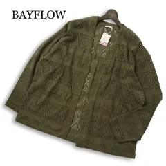 【新品 23SS】 BAYFLOW ベイフロー 春夏★ アイレット ジャガード カーディガン 羽織り Sz.F メンズ 未使用のサムネイル