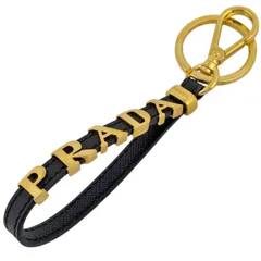 プラダ PRADA ロゴ キーホルダー キーリング キーホルダー サフィアーノレザー ネロ(ブラック) レディース 【中古】