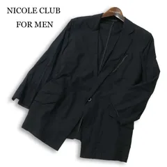 NICOLE CLUB FOR MEN ニコルクラブ フォーメン 春夏★ 7分袖 スリム アンコン テーラード ジャケット Sz.46 メンズ 黒