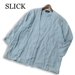 SLICK スリック 春夏 麻★ リネン100％  7分袖 トッパー カーディガン 羽織り Sz.2 メンズのサムネイル