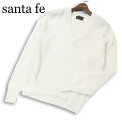 santa fe サンタフェ 麻 リネン★ 深Vネック ニット セーター Sz.40/3 メンズ 白のサムネイル