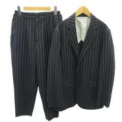 コムデギャルソンオムドゥ COMME des GARCONS HOMME DEUX 美品 AD2022 カジュアルスーツ セットアップ ジャケット パンツ 背抜き 2B ストライプ アンクル丈 XS-S 紺 ネイビー 0211 ■MNK5