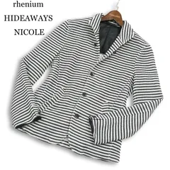 rhenium HIDEAWAYS NICOLE ハイダウェイ ニコル 通年 背抜き ボーダー★ イタリアンカラー ニット ジャケット Sz.46 メンズ