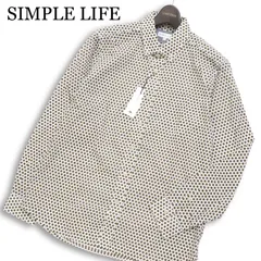 【新品 未使用】 SIMPLE LIFE シンプルライフ レナウン 通年★ 総柄 長袖 ボタンダウン シャツ Sz.L メンズ