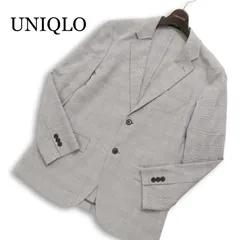 UNIQLO ユニクロ 通年 SLIM FIT  グレンチェック 感動ジャケット★ アンコン テーラード ジャケット Sz.L メンズ 灰 グレー