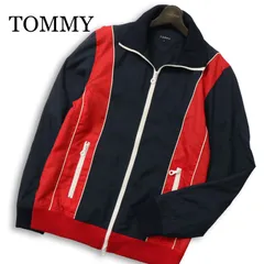 TOMMY トミー ヒルフィガー 通年 首プリントロゴ★ ナイロン ジップアップ トラック  ジャケット Sz.L メンズ 紺 ネイビー