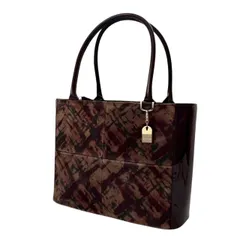 GINZA Kanematsu 銀座かねまつ ハンドバッグ トートバッグ 柄入り エナメル ブラウン 日本製 MADE IN JAPAN 箱入り レディース 上品 通勤