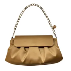 GINZA Kanematsu 銀座かねまつ ハンドバッグ 金 チェーン付き フォーマル パーティー 結婚式 サテン調 レディース