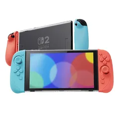 PlayVital Ranger Nintendo Switch 2（2025）対応保護カバー シリコングリップ＋PC製ハードカバーケース 折りたたみスタンド＆親指グリップキャップ付き ドック対応【ブルー＆オレンジ】