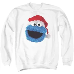 アニメキャラクター メンズ アウター ニット・セーター クルーネック スウェット シャツ Licensed Character Sesame Street Cookie Monster Christmas Hat Adult Crewneck Sweatshi