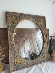 フランス アンティーク 装飾 大きい　ガラス付き　木製 額 フレーム