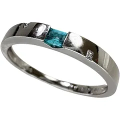 13号 パライバトルマリン 0.075ct ダイヤモンド 0.01ct リング・指輪 Pt900プラチナ 3.2g レディース 【中古】【真子質店】【NN】