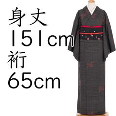 赤城紬　天然繭生紬　葉文　反端付き　焦げ茶　グリーン　葉っぱ模様 赤城紬 天然繭生紬 葉文 反端付き 焦げ茶 グリーン 葉っぱ模様 - メルカリ