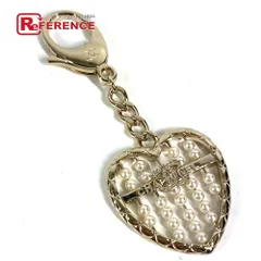 CHANEL シャネル キーホルダー ハート CC ココマーク ロゴ フェイクパール ABG045 メタル ゴールド