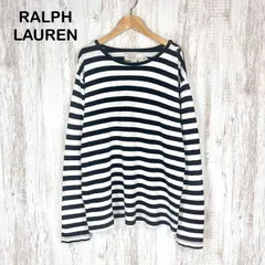 古着 Polo by Ralph Lauren ポロバイラルフローレン ボーダー 総柄 ショルダーボタン ラウンドネック 長袖 Tシャツ ブラック メンズ トップス