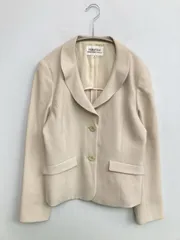 HANAE MORI ハナエモリ テーラードジャケット 38 ベージュ 無地 ショート丈 フードなし シングル