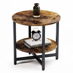 ZXD サイドテーブル コーヒー テーブル ベッド リビングサイドテーブル ソファ おりたたみ 幅33×奥行33×高さ40cm ビンテージpo