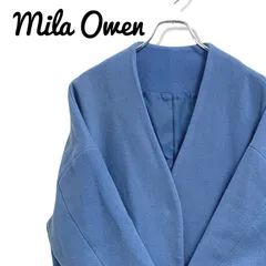 Mila Owen ミラオーウェン ブルー ノーカラーコート チェスターコート Fサイズ相当 レディース 青 上品 シンプル カジュアル 09FKB216001 021TY