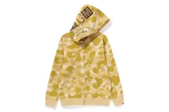 新品 A BATHING APE アベイシングエイプ FIRST CAMO ウーマンズ シャークフーデッド フルジップアップ イェロー S